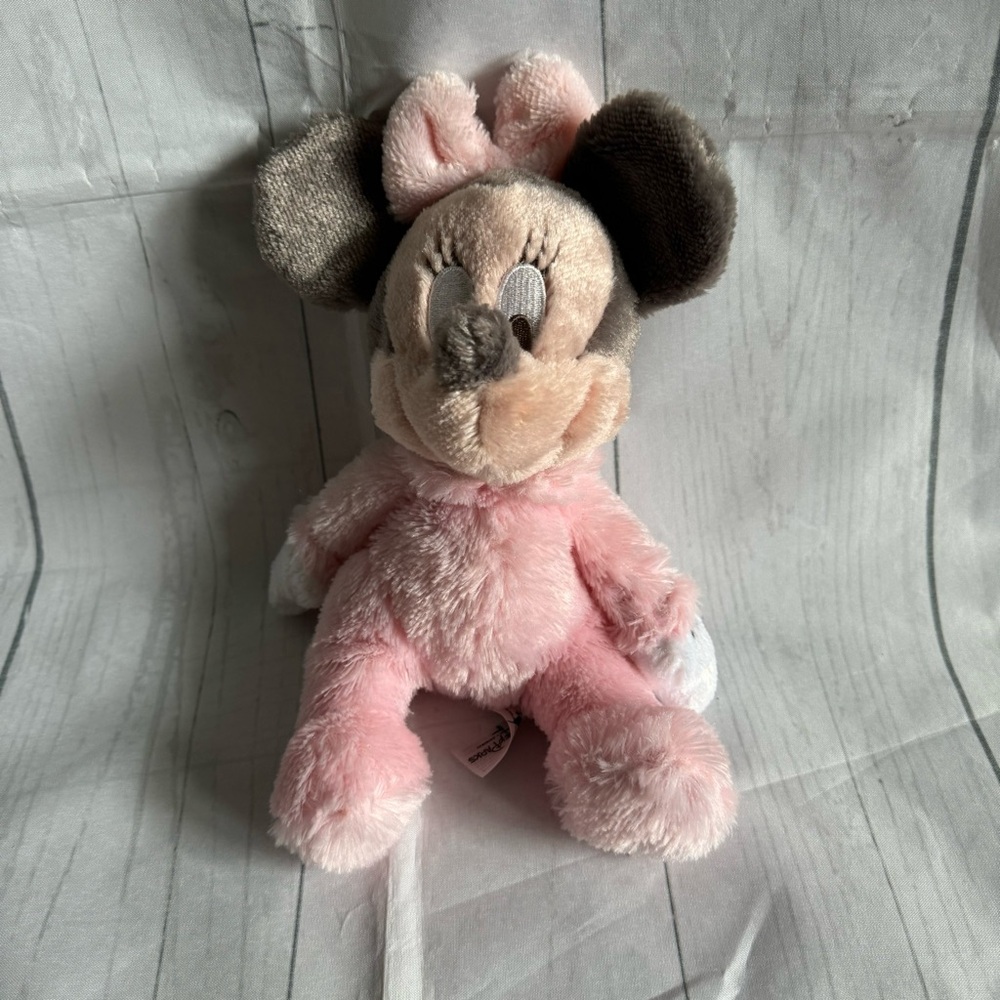 Disney Parks Baby Minnie Mouse with Rattle Stuffed Animal